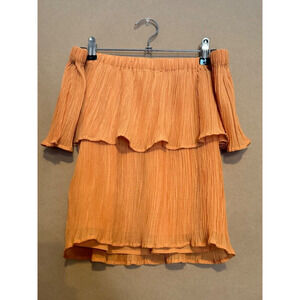 express women’s XS off the shoulder Top Orange Ruffle Blouse